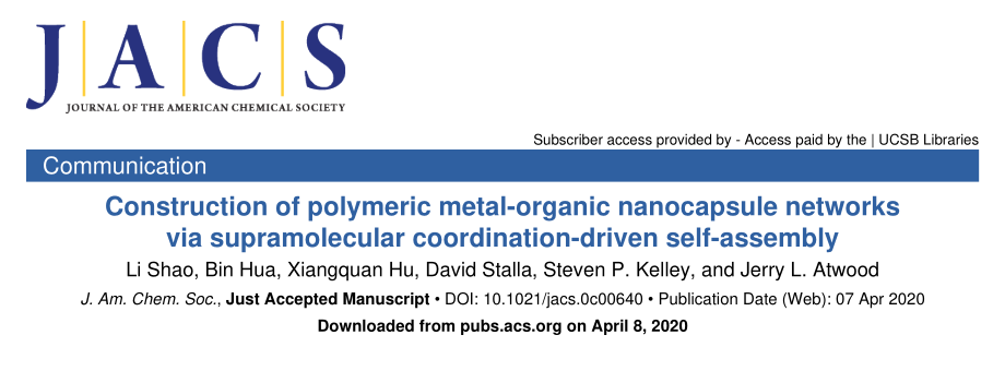 通過超分子配位驅(qū)動的自組裝技術(shù)構(gòu)建高分子金屬-有機(jī)納米膠囊網(wǎng)絡(luò)