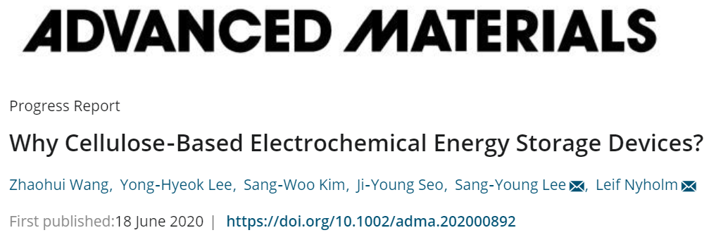 《先進(jìn)材料》綜述：為什么要用纖維素？纖維素基電化學(xué)儲能器件的優(yōu)勢何在？