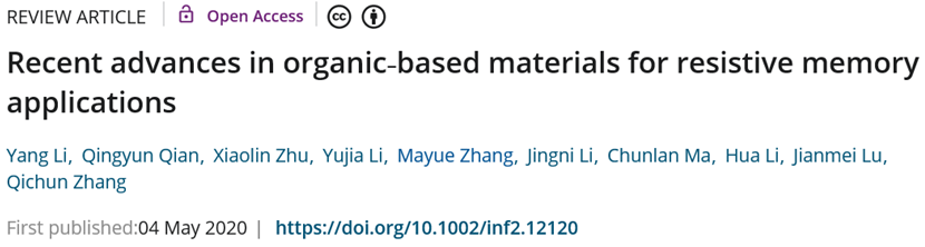 蘇州科技大學(xué)李陽等《InfoMat》綜述：有機功能材料應(yīng)用于信息存儲領(lǐng)域的近期研究進(jìn)展