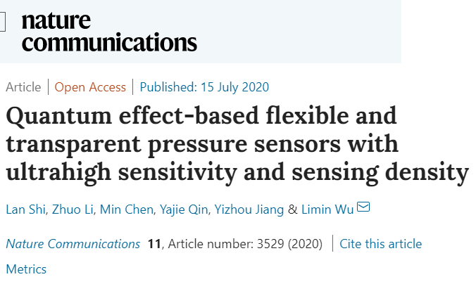 復(fù)旦大學(xué)武利民團隊《自然·通訊》：在高靈敏壓力傳感材料研究方面取得重要進展
