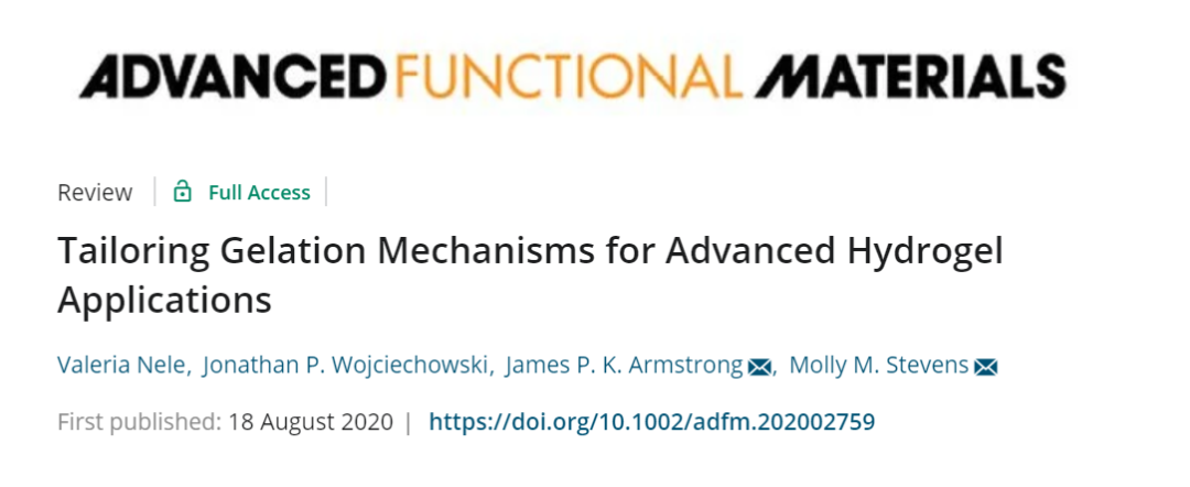 水凝膠設(shè)計(jì)指導(dǎo)文件來(lái)了！《AFM》綜述：為水凝膠的應(yīng)用量身定制膠凝機(jī)理