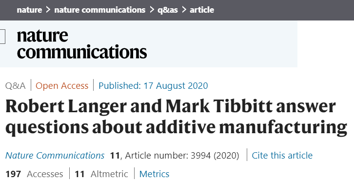 大神指路！三院院士，H指數(shù)274，Robert Langer專訪：增材制造該如何發(fā)展？