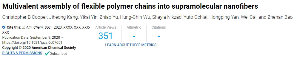 短的比長的好！鮑哲南院士《JACS》：基于新型多位點柔性高分子自組裝單元的納米纖維