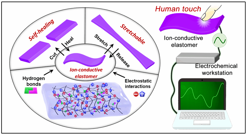 ?不依賴于壓力的觸摸傳感器！吉林大學(xué)劉小孔教授《Mater. Horiz.》：可自修復(fù)的純固態(tài)、無液體、可拉伸、高彈性離子導(dǎo)體