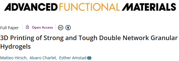 《AFM》：3D打印制造高強韌雙網(wǎng)絡顆粒水凝膠